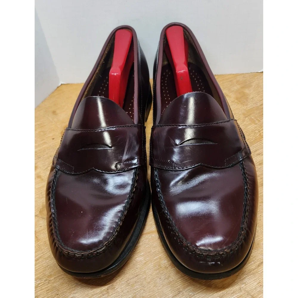 GH Bass WeeJuns Burgundy Leather Penny Loafers Slip On Moc Toe US 10.5 EEE